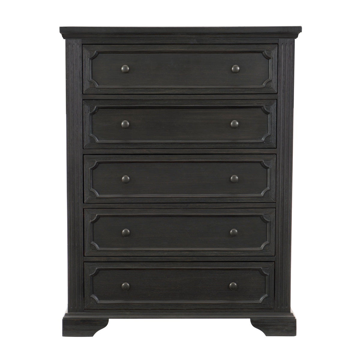Traditional Design 5-Drawers Storage Chest 1pc Charcoal Finish Rustic Style Bedroom Furniture
