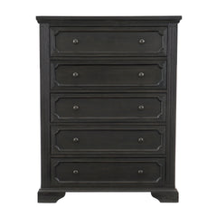 Traditional Design 5-Drawers Storage Chest 1pc Charcoal Finish Rustic Style Bedroom Furniture