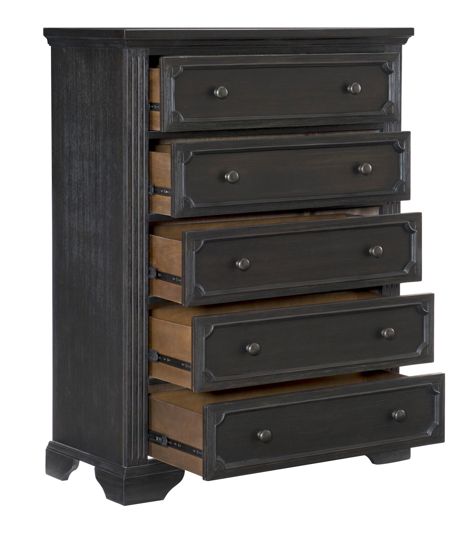 Traditional Design 5-Drawers Storage Chest 1pc Charcoal Finish Rustic Style Bedroom Furniture