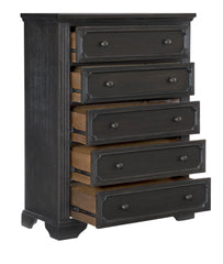 Traditional Design 5-Drawers Storage Chest 1pc Charcoal Finish Rustic Style Bedroom Furniture