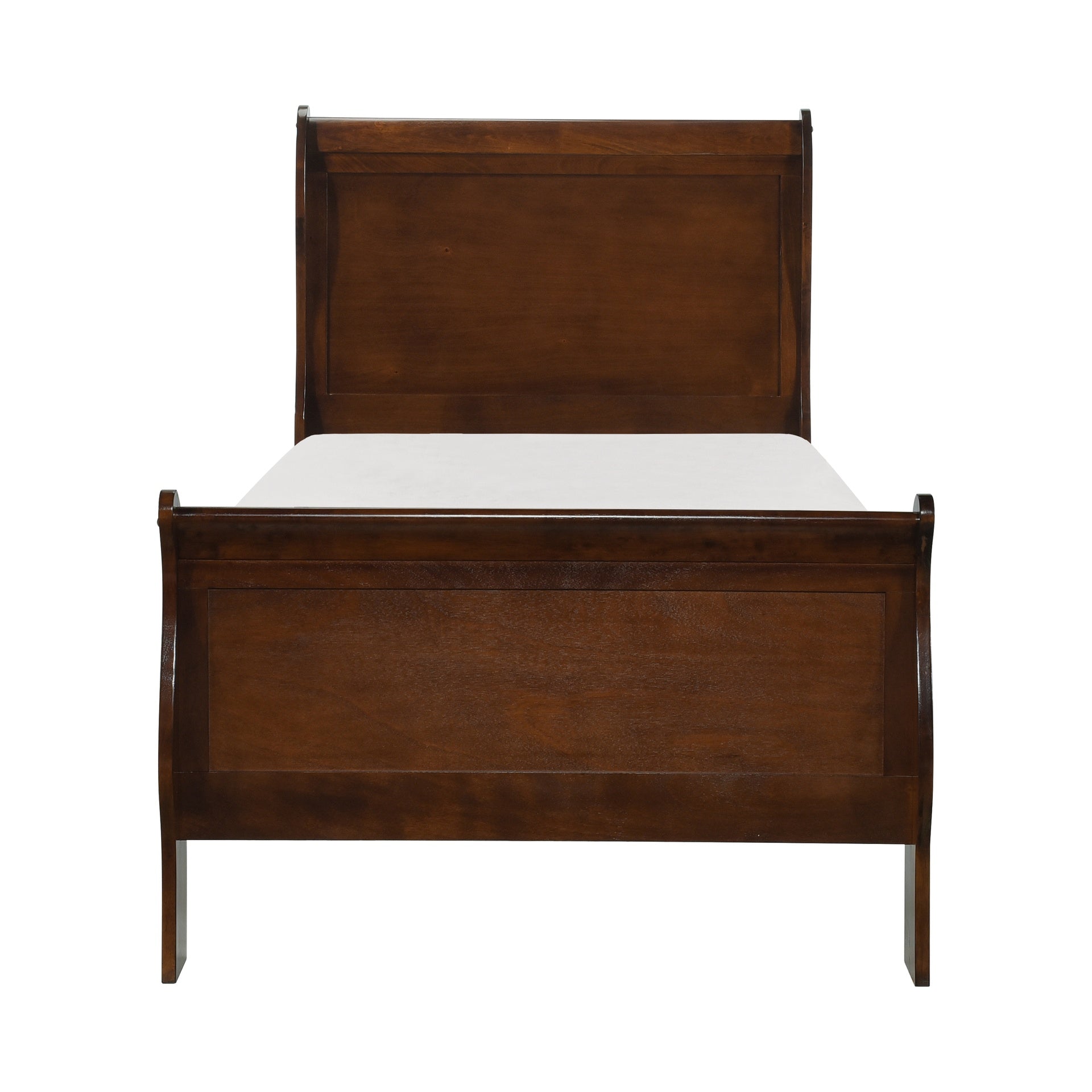 Classic Louis Philipe Style Twin Size Bed Brown Cherry Finish 1pc Traditional Design Bedroom Furniture Sleigh Bed