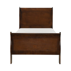 Classic Louis Philipe Style Twin Size Bed Brown Cherry Finish 1pc Traditional Design Bedroom Furniture Sleigh Bed