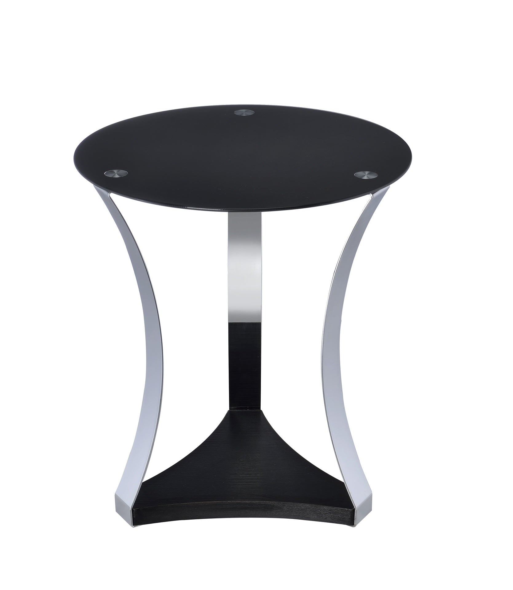Geiger Black Glass & Chrome Finish End Table