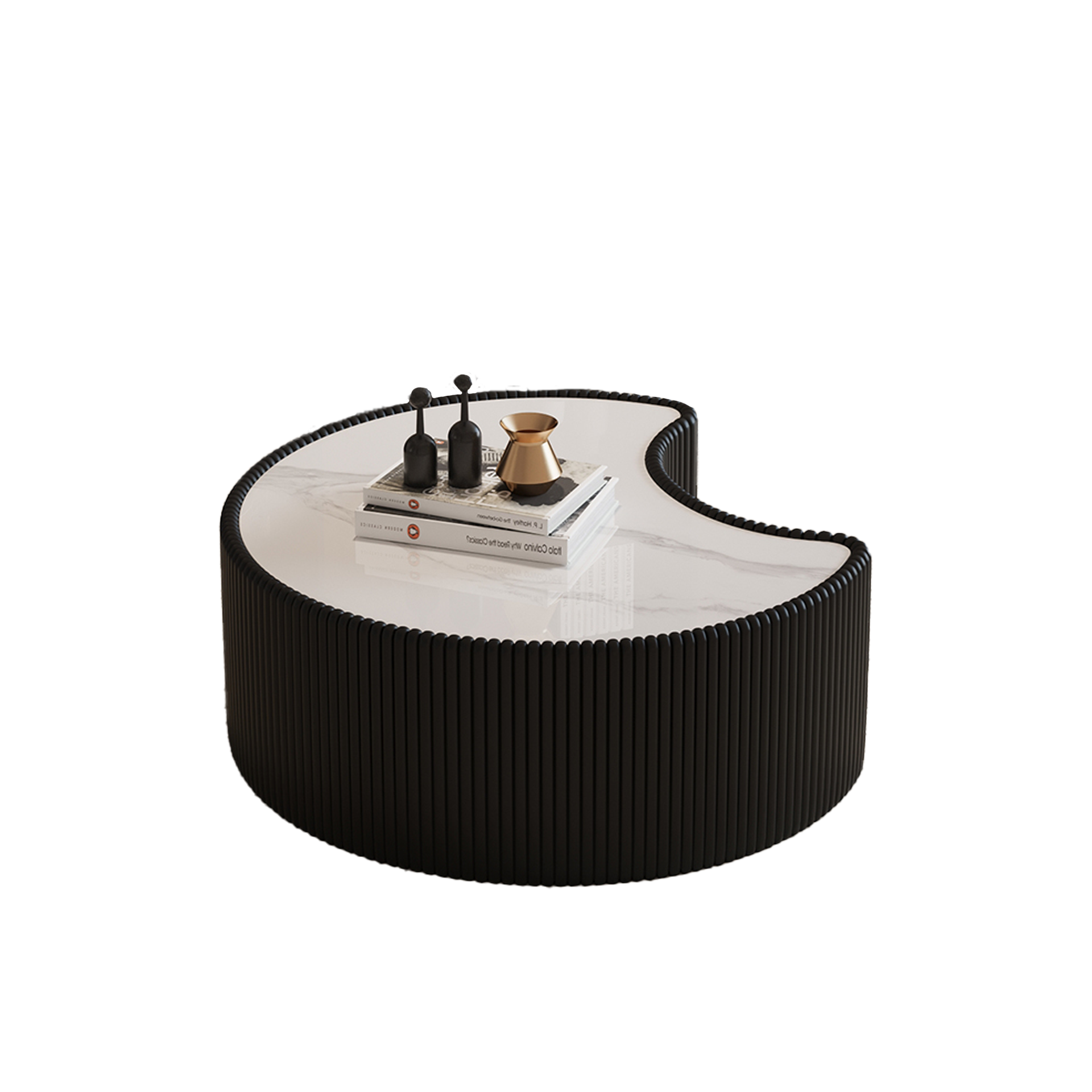 Light Sintered stone Top Stylish Irregular Shape Leather Coffee modern Sofa Table for Living Room (Each tabletop has a unique grey pattern)