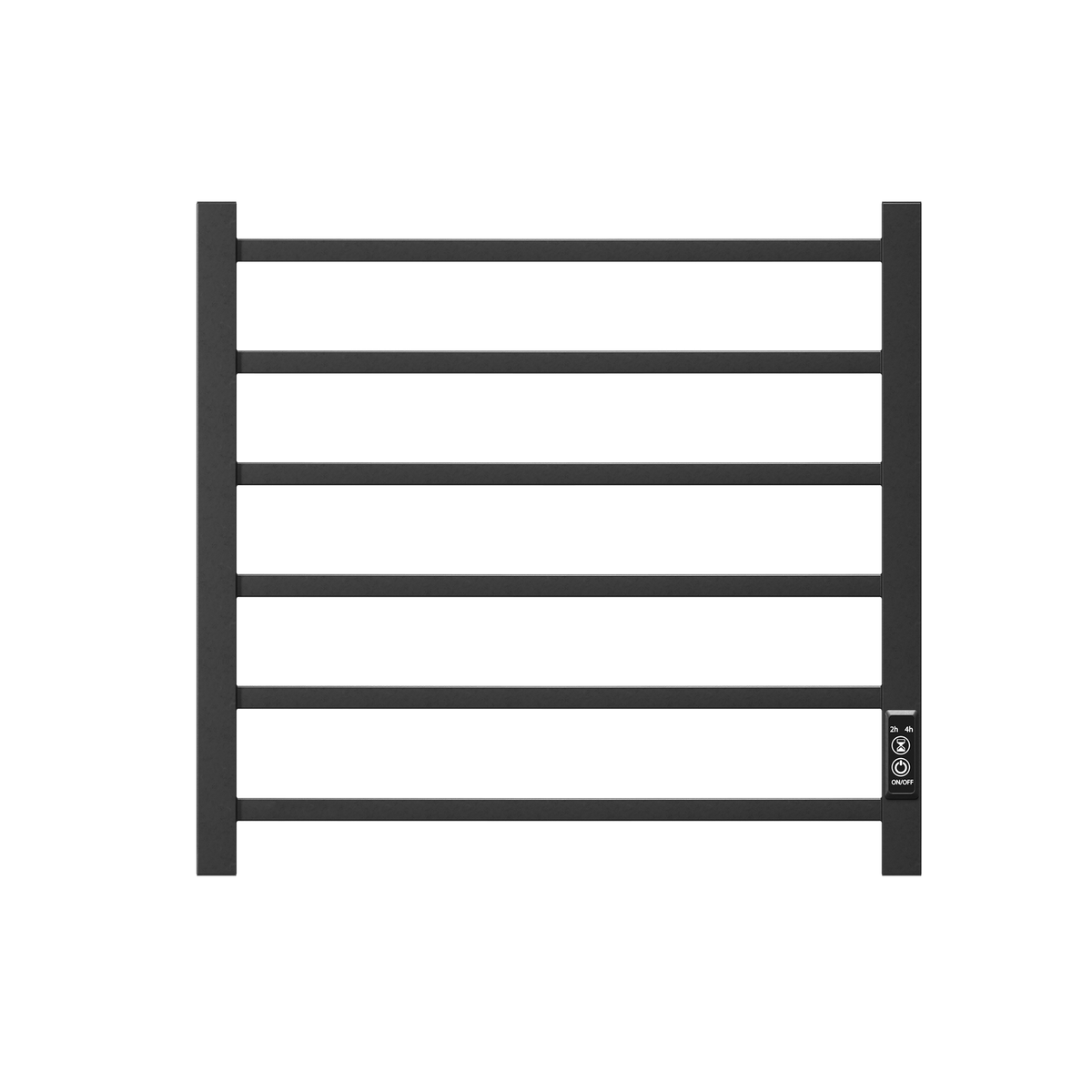 Towel Warmer 6 Bar Electric Heated Towel Rack Wall Mount Plug-in/Bath Towel Heater Matt-Black - Timer