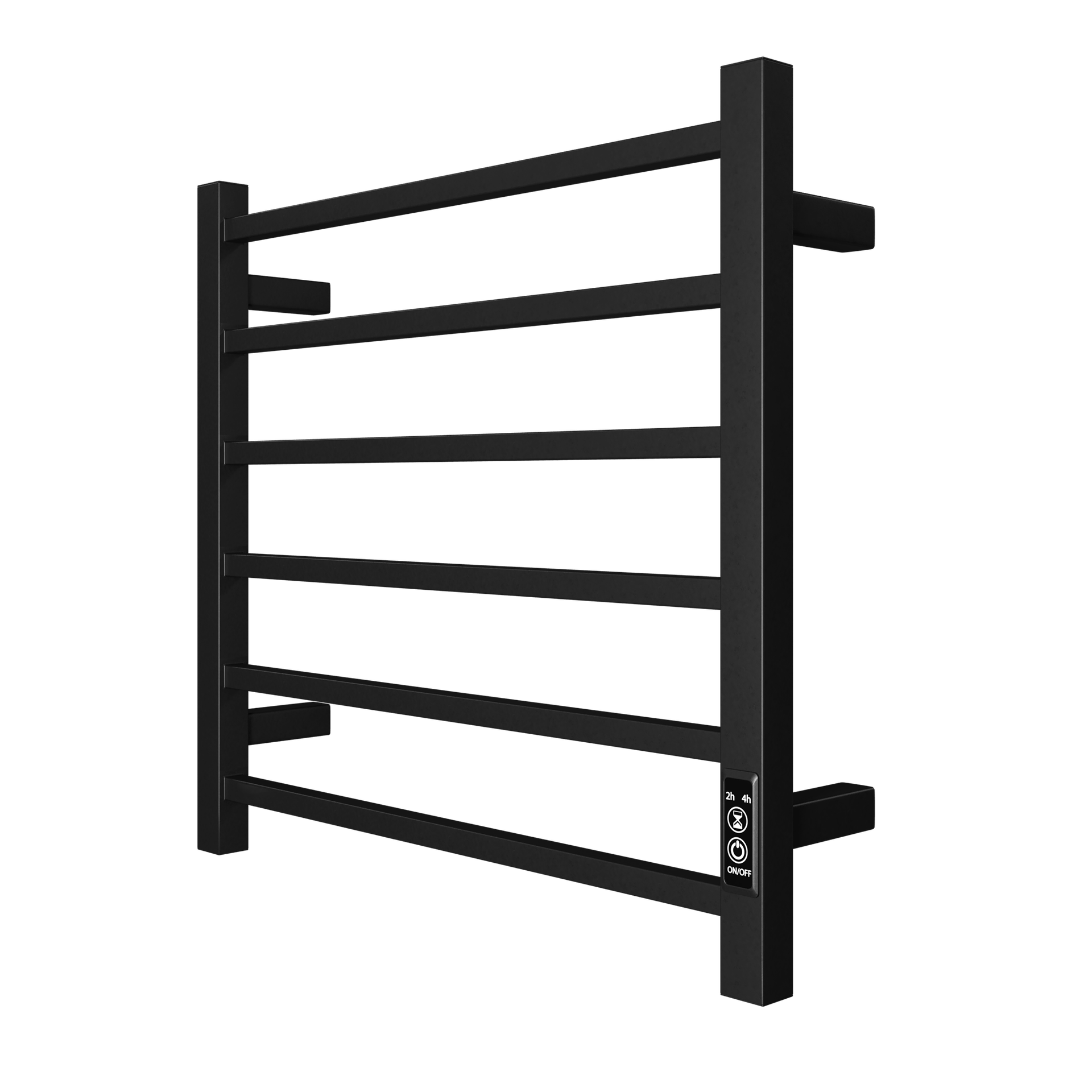 Towel Warmer 6 Bar Electric Heated Towel Rack Wall Mount Plug-in/Bath Towel Heater Matt-Black - Timer