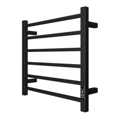 Towel Warmer 6 Bar Electric Heated Towel Rack Wall Mount Plug-in/Bath Towel Heater Matt-Black - Timer