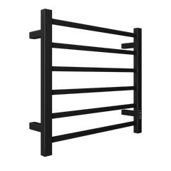 Towel Warmer 6 Bar Electric Heated Towel Rack Wall Mount Plug-in/Bath Towel Heater Matt-Black - Timer