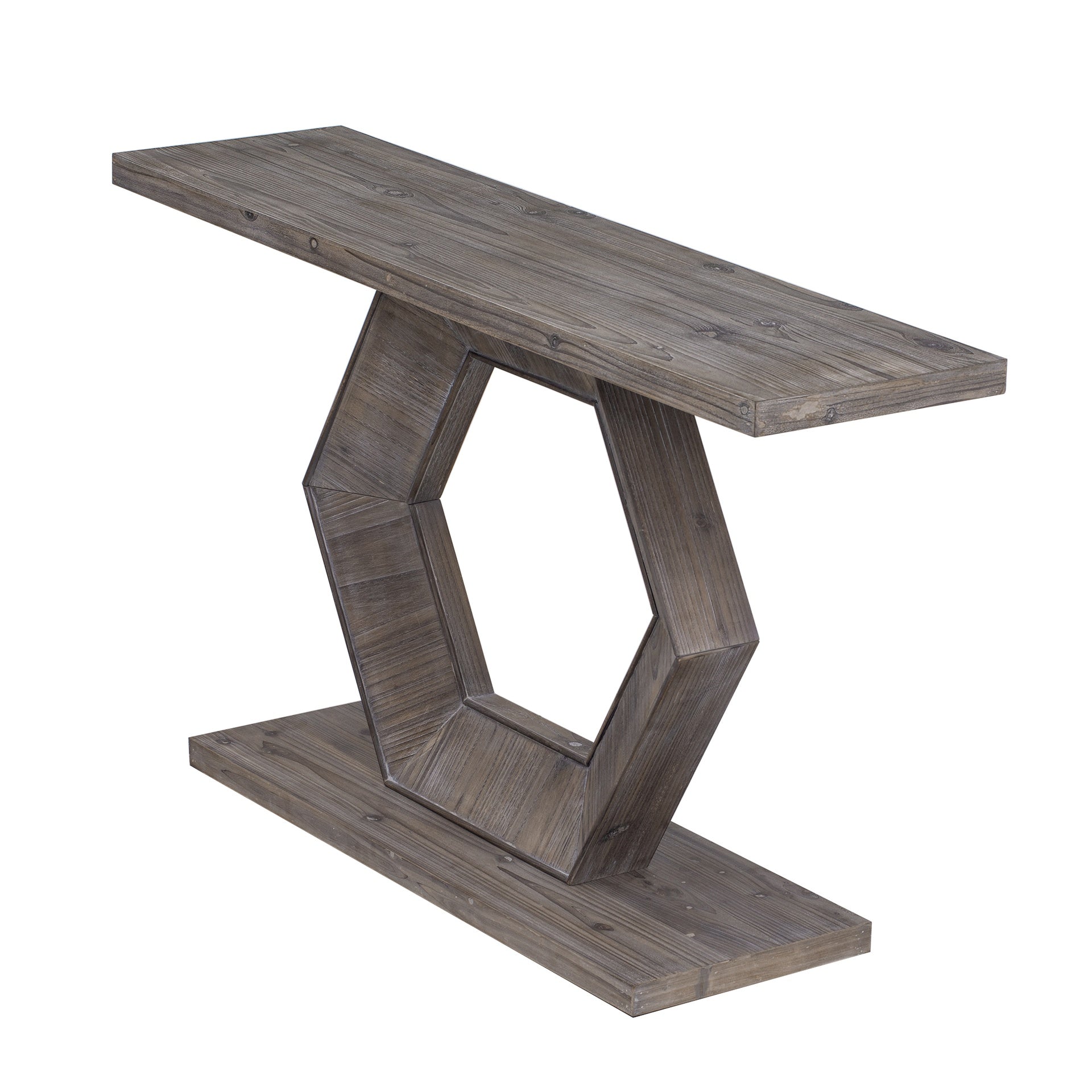 U_Style Modern Entryway Table with Innovative Hollow Hexagon Leg Structure and Premium Fir Veneer Finish for Sophistication,Suitable for Hallway, Entryway, Living Room