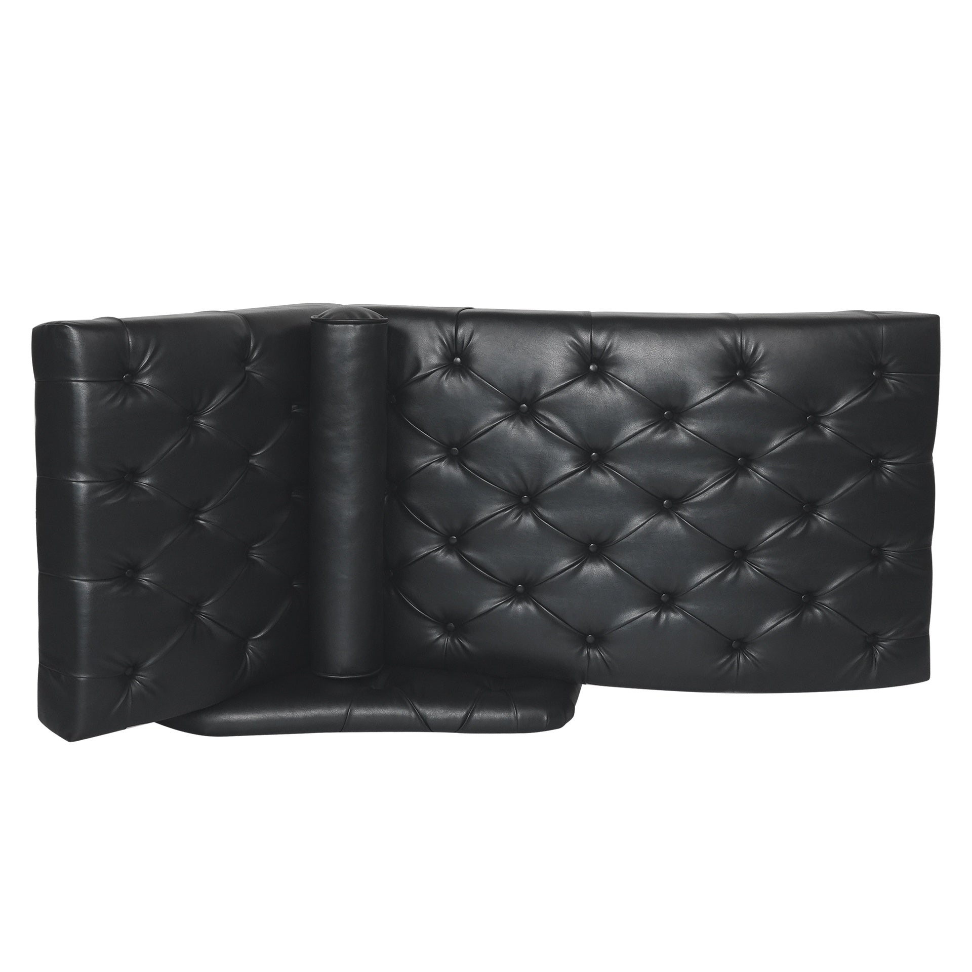 Chaise Lounge Arm Chair Indoor with Pillow and Solid Wood Legs, Leisure Accent Soft Chair with Tufted Back and Arm,Upholstered Chaise Couch Chair for Living Room, Bedroom,Black PU