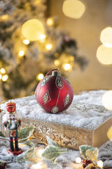 D3.9" Christmas Ball Ornaments, Glass Decorative Hanging Ball Christmas Tree Ornaments for Holiday Party Decorations, Set of 6