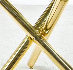 Golden Dining Table with metal leg and glass,Modern Space Saving Kitchen Table for Living Room,110X110X75CM