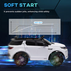 Qaba Land Rover Discovery Sport Licensed 12V Kids Ride on Car, Battery Powered Kids Electric Car with Remote Control, Soft Start, LED Lights, Music Horn, 3 Speeds, White