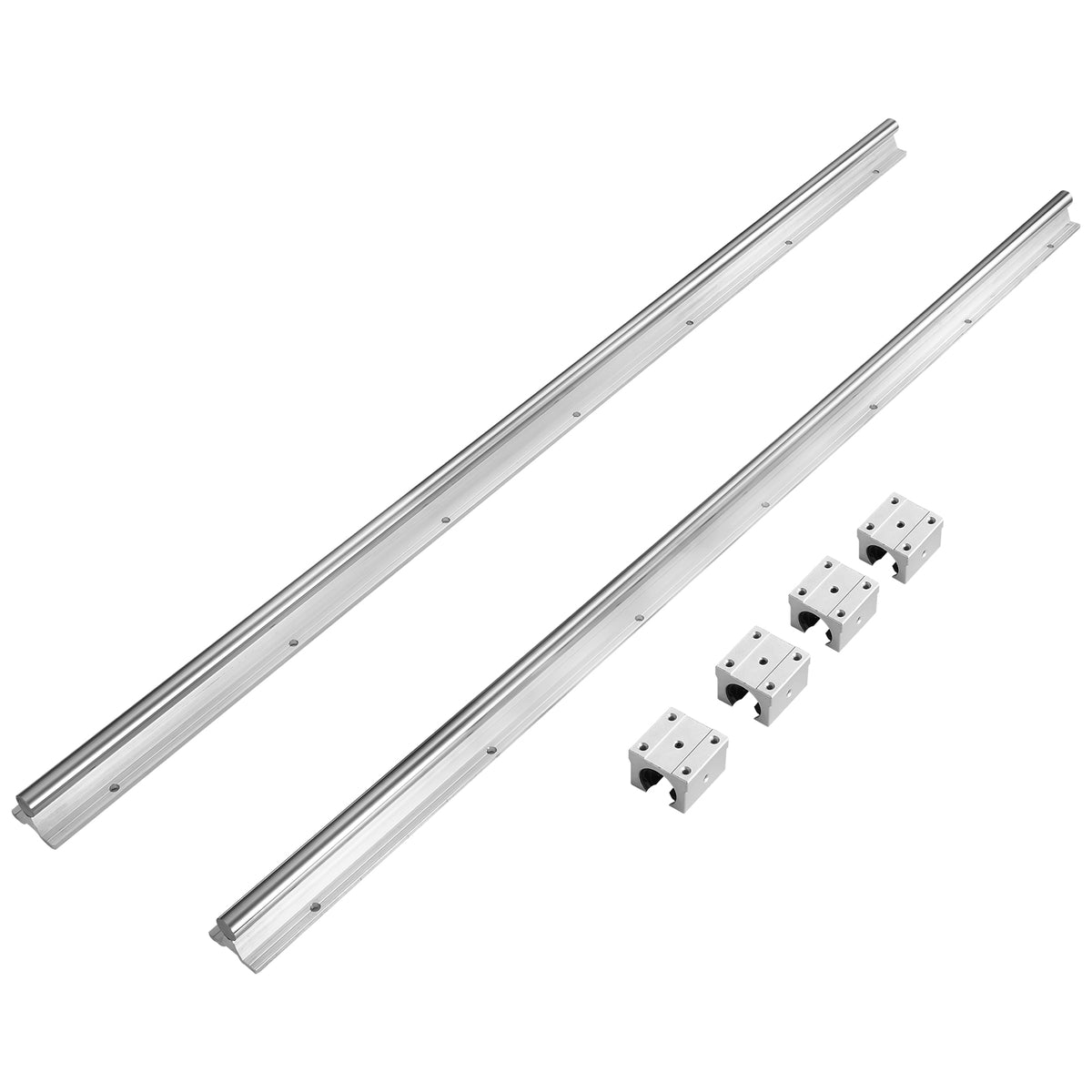 Linear Guide Rail Set, SBR20 1200mm, 2 PCS 47.2 in/1200 mm SBR20 Guide Rails and 4 PCS SBR20UU Slide Blocks, Linear Rails and Bearings Kit for Automated Machines DIY Project CNC Router Machines