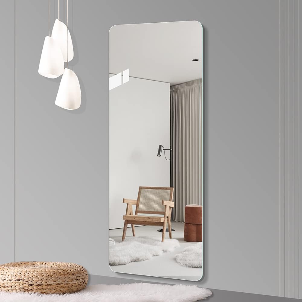 65"x 24" inch Full Body round corner mirror for Living Room Bedroom Cloakroom Wall hanging with hanging hole High quality 5mm silver mirror Explosion-proof glass