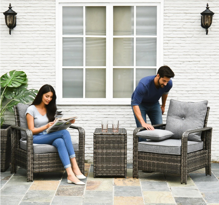 Patio Furniture,Wicker Storage Table  Chairs