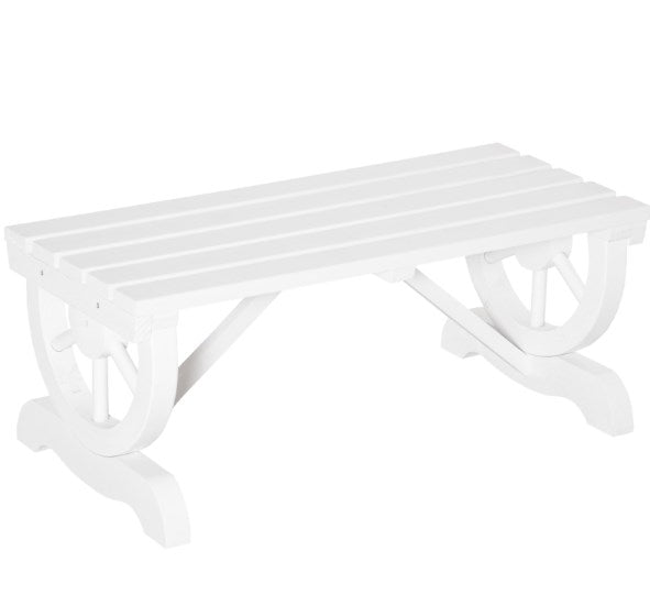 Outdoor Wagon Wheel Porch Bench for Backyard Garden,2-Person Wooden Garden Bench,Rustic Country Style Patio Furniture