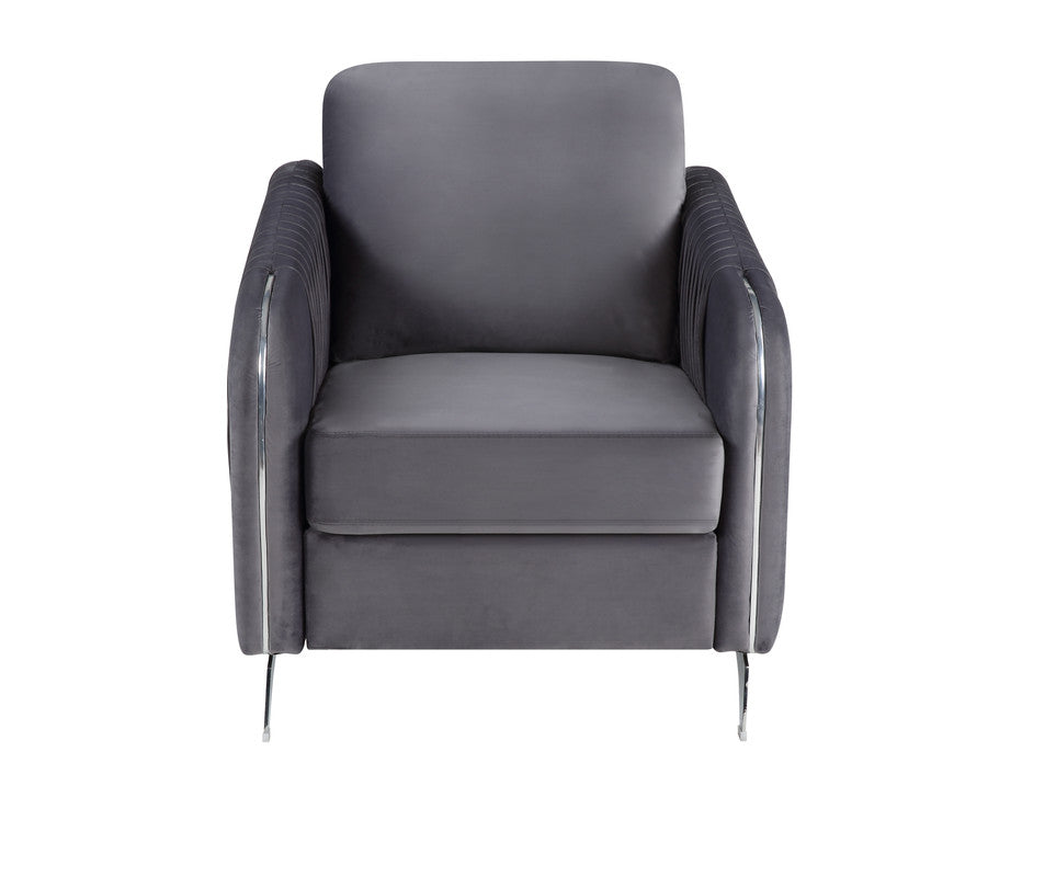 Hadriano 32"W Gray Velvet Modern Chic Accent Armchair