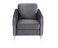 Hadriano 32"W Gray Velvet Modern Chic Accent Armchair