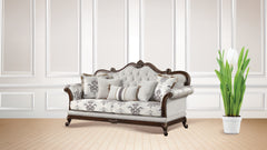 Gloria Traditional Style button tufted Sofa Ivory