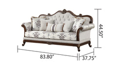 Gloria Traditional Style button tufted Sofa Ivory