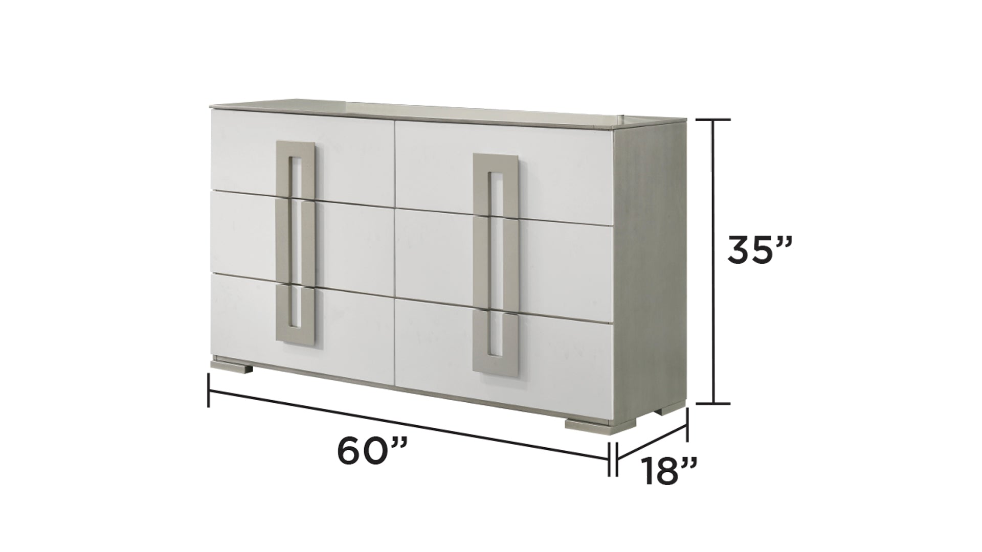 Olivia Contemporary Style 6- Drawer Dresser Made with Wood in White. (INCLUDES DRESSER ONLY)      same asG150108650  ( NJ inventory)