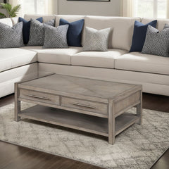 50 inch Coffee Table, No Assembly Required, White Oak Finish