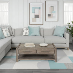 50 inch Coffee Table, No Assembly Required, White Oak Finish