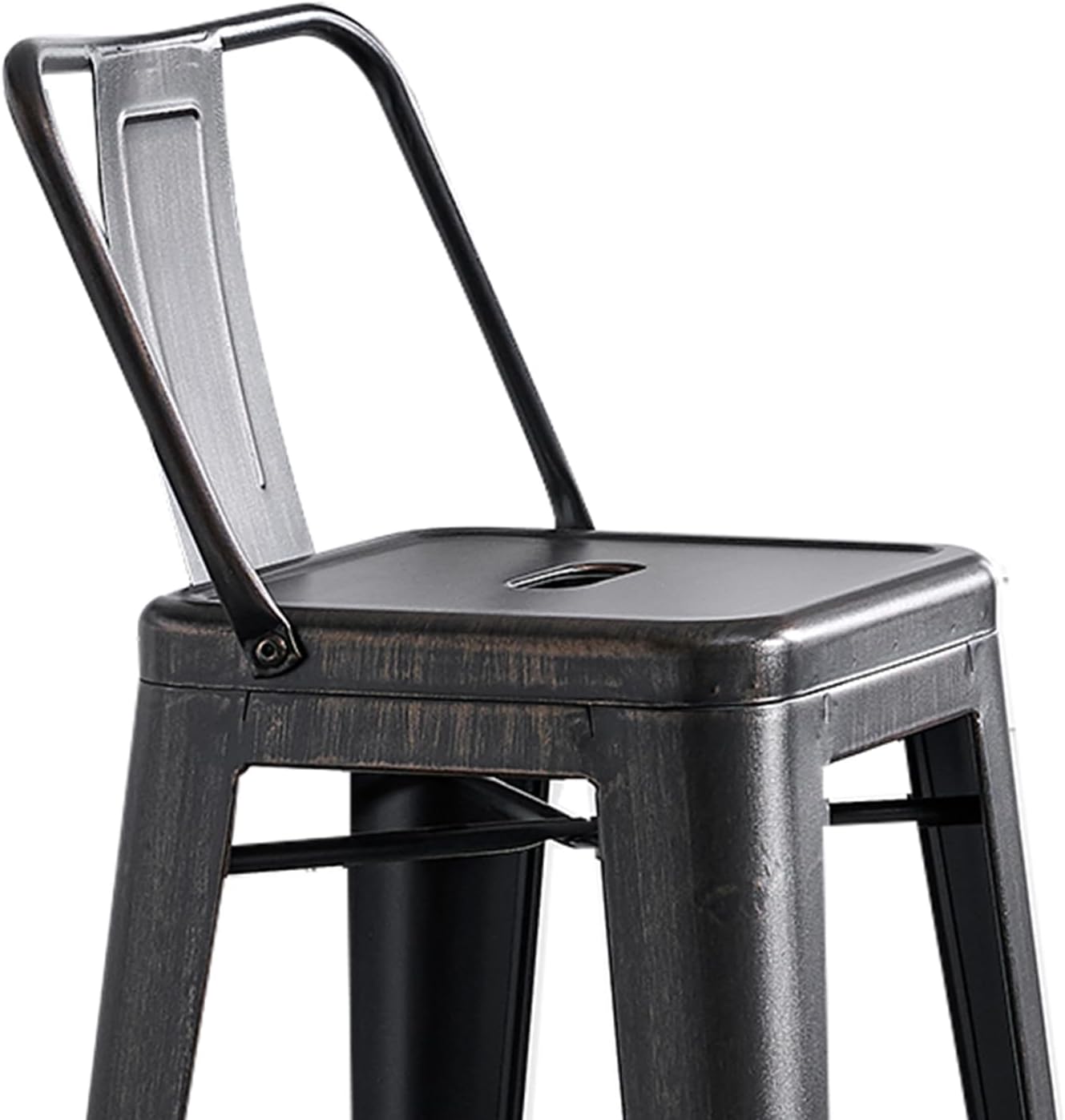 30" Sanded Matte Black Industrial Contemporary Rustic Metal Barstools with Bucket Back, Set of 4