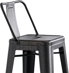 30" Sanded Matte Black Industrial Contemporary Rustic Metal Barstools with Bucket Back, Set of 4