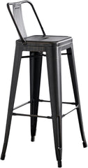 30" Sanded Matte Black Industrial Contemporary Rustic Metal Barstools with Bucket Back, Set of 4