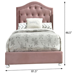 Pink Twin Tufted Headboard Upholstered Bed