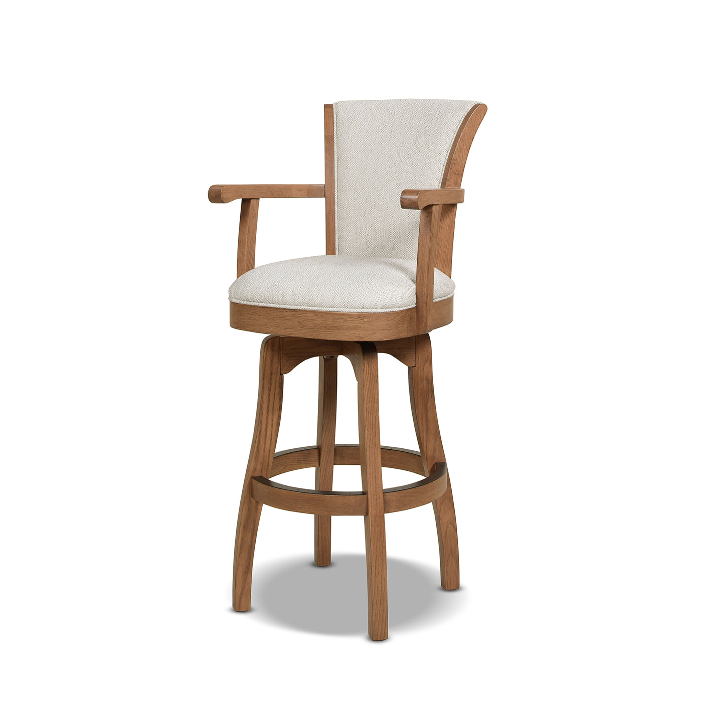 Williams 31" Swivel Bar Stool with Armrests, White Pepper Stain Resistant High Performance Polyester