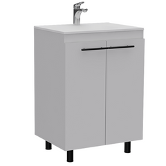Khari 24" Bathroom Vanity, Floor Cabinet, Double Door, Two Shelves -White