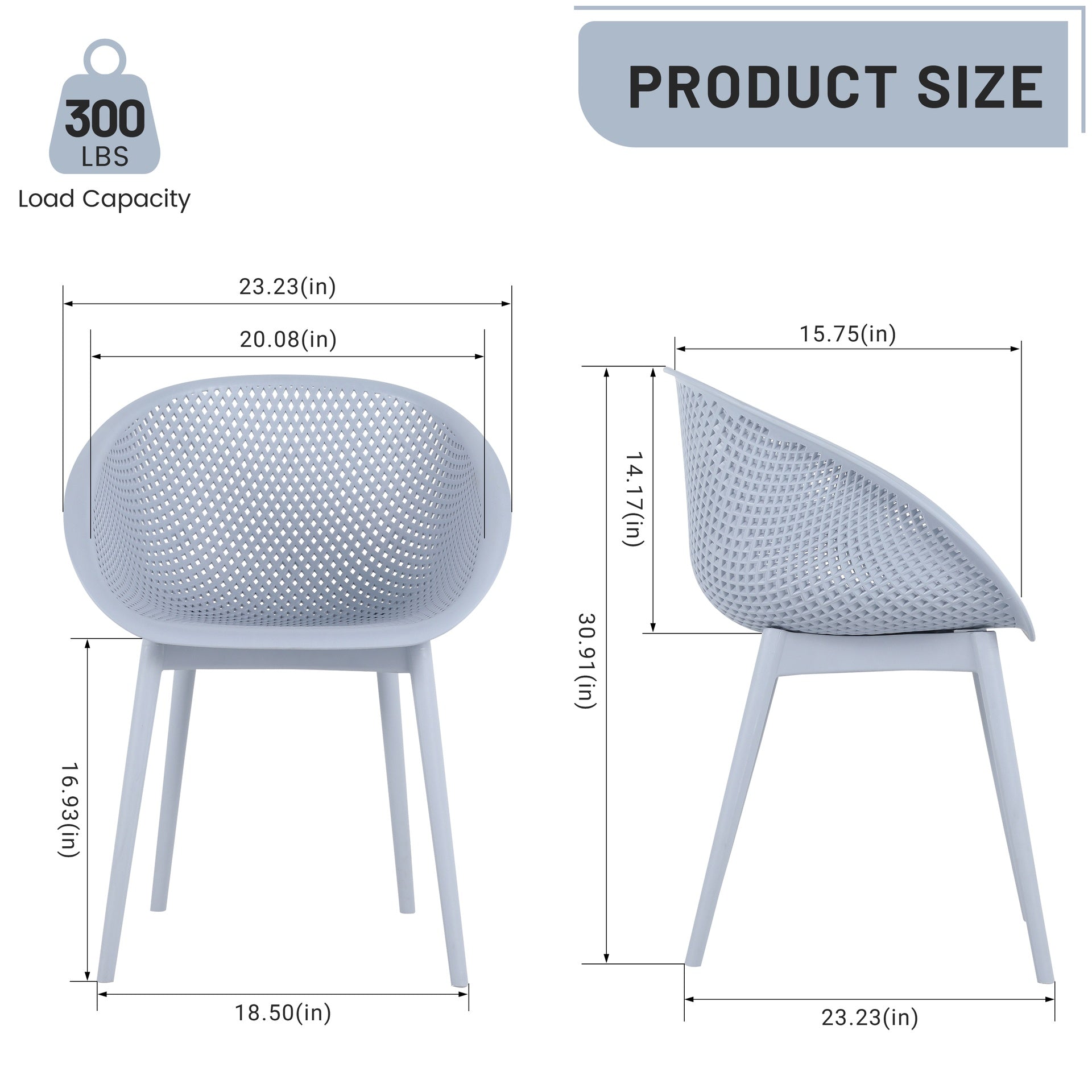 Holiday - 2-Pack Modern Lounge Chairs – Indoor/Outdoor All-Weather PP Plastic, Lightweight  for Patio, Beach, Living Room (Light Baby Blue)