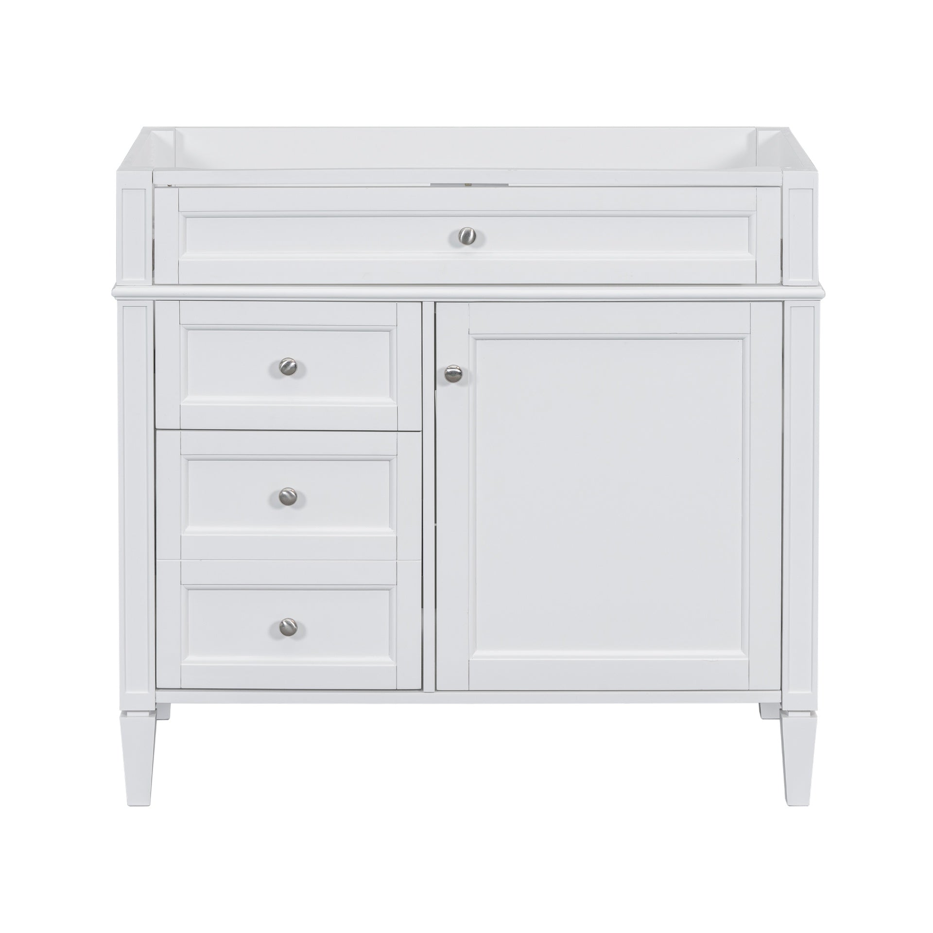 36'' Bathroom Vanity without Top Sink, Modern Bathroom Storage Cabinet with 2 Drawers and a Tip-out Drawer, Solid Wood Frame (NOT INCLUDE BASIN SINK; REPLACE WF315154AAK)