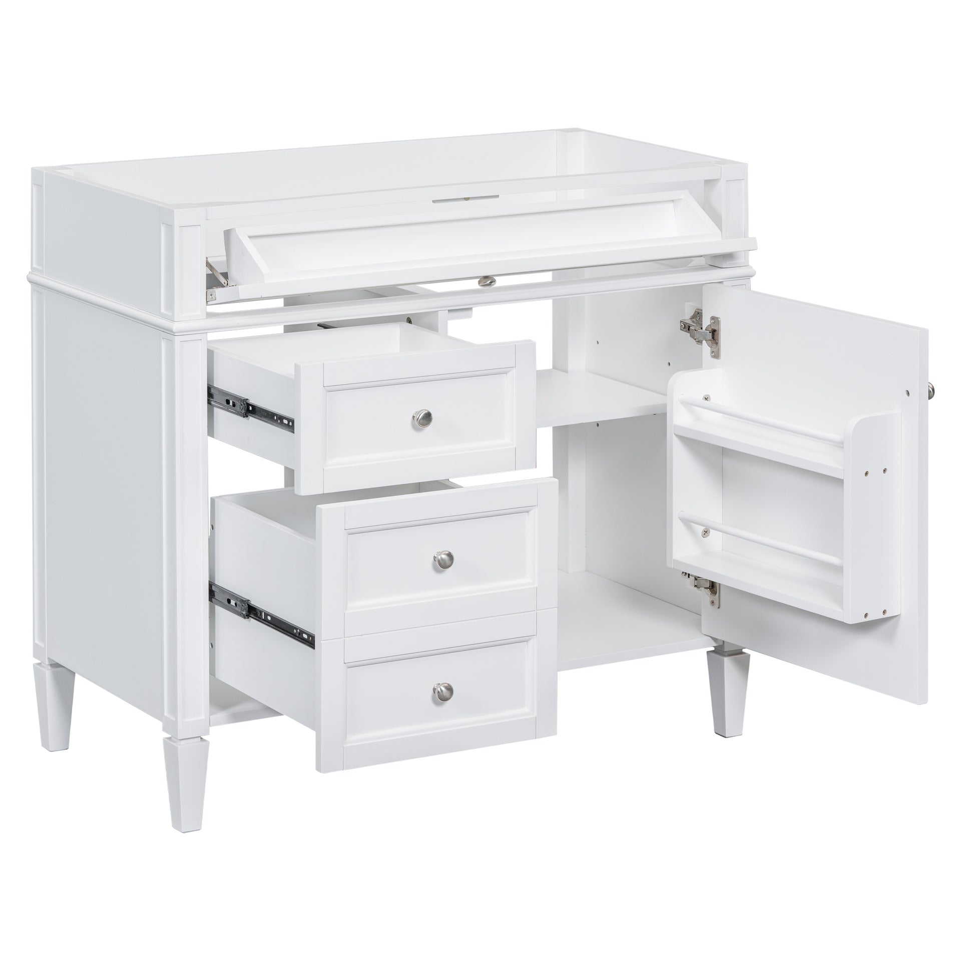 36'' Bathroom Vanity without Top Sink, Modern Bathroom Storage Cabinet with 2 Drawers and a Tip-out Drawer, Solid Wood Frame (NOT INCLUDE BASIN SINK; REPLACE WF315154AAK)
