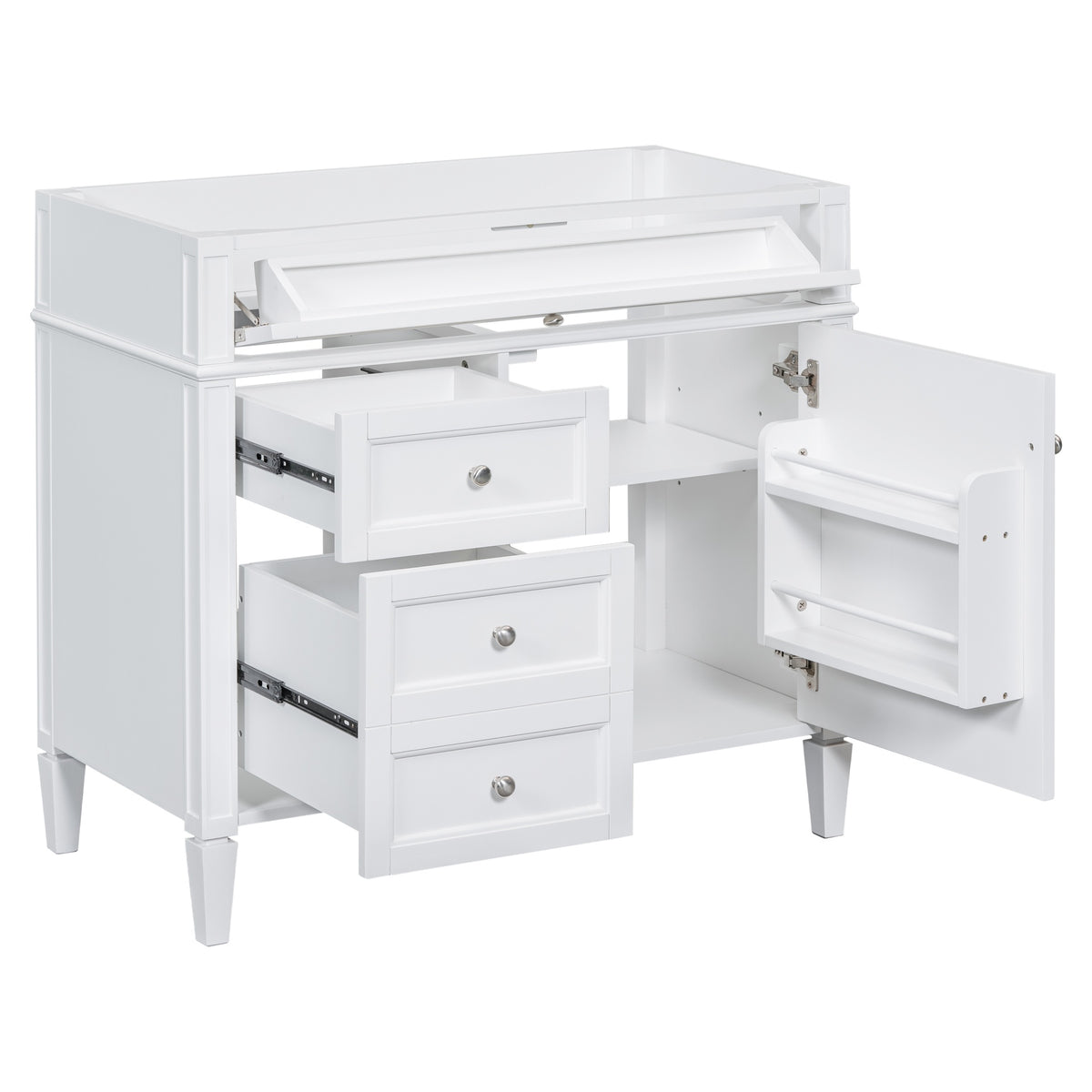 36'' Bathroom Vanity without Top Sink, Modern Bathroom Storage Cabinet with 2 Drawers and a Tip-out Drawer, Solid Wood Frame (NOT INCLUDE BASIN SINK; REPLACE WF315154AAK)