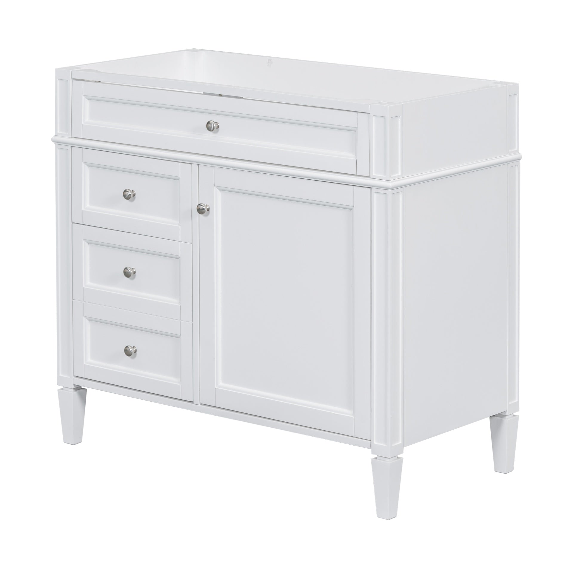 36'' Bathroom Vanity without Top Sink, Modern Bathroom Storage Cabinet with 2 Drawers and a Tip-out Drawer, Solid Wood Frame (NOT INCLUDE BASIN SINK; REPLACE WF315154AAK)