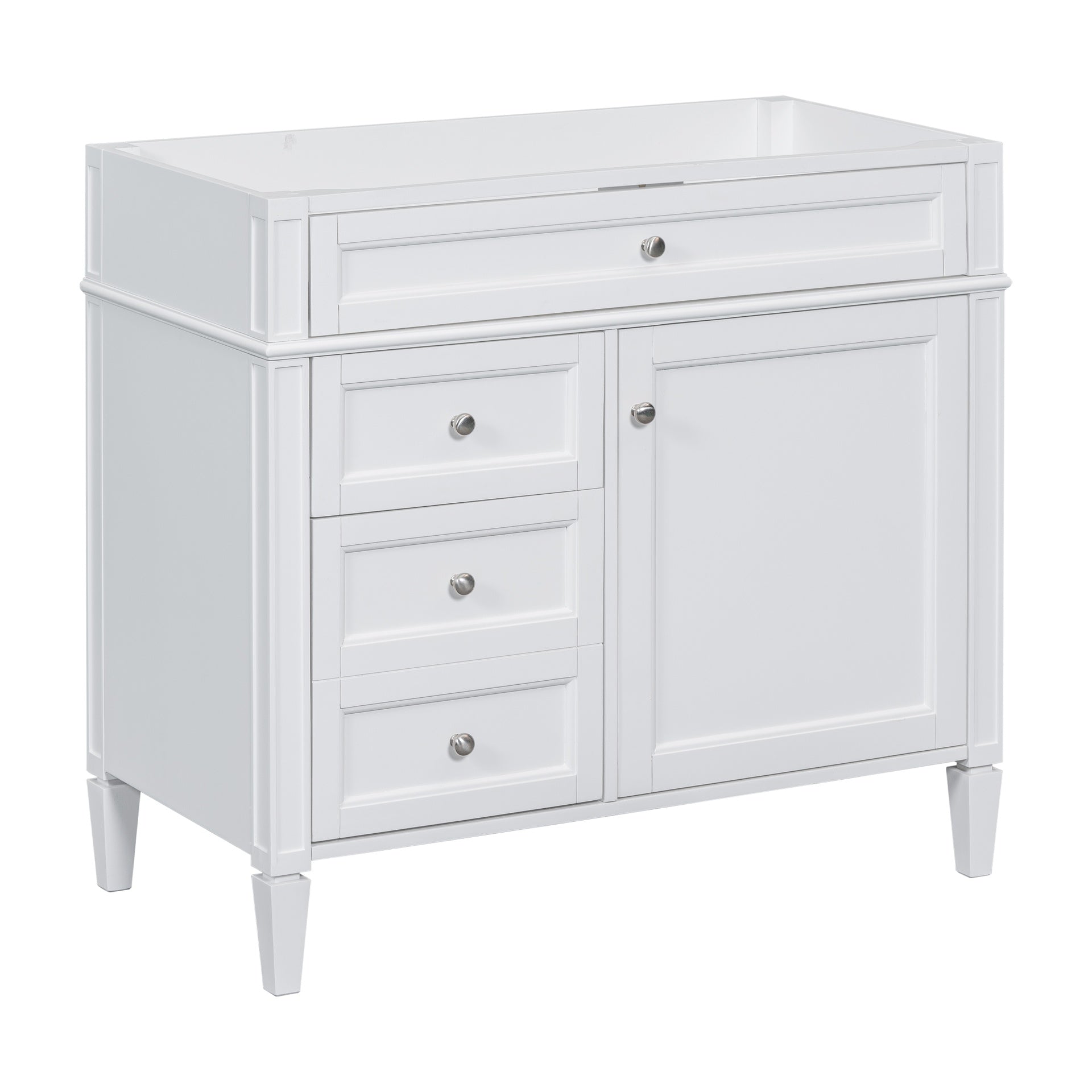 36'' Bathroom Vanity without Top Sink, Modern Bathroom Storage Cabinet with 2 Drawers and a Tip-out Drawer, Solid Wood Frame (NOT INCLUDE BASIN SINK; REPLACE WF315154AAK)