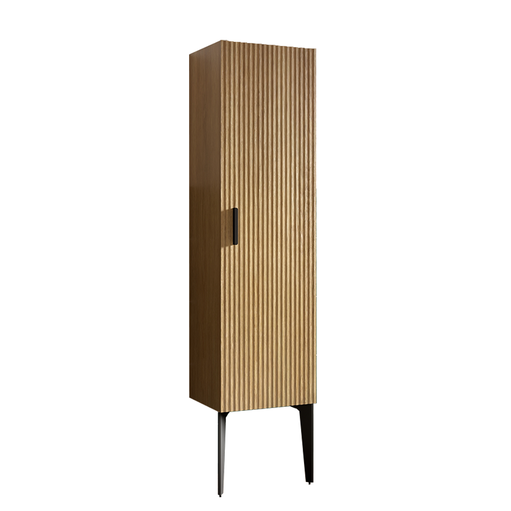 Emilia-14S Striped Matt Black Bathroom Side Cabinet, Freestanding Storage Cabinet for Modern Bathroom, KD