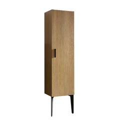 Emilia-14S Striped Matt Black Bathroom Side Cabinet, Freestanding Storage Cabinet for Modern Bathroom, KD