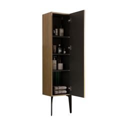Emilia-14S Striped Matt Black Bathroom Side Cabinet, Freestanding Storage Cabinet for Modern Bathroom, KD