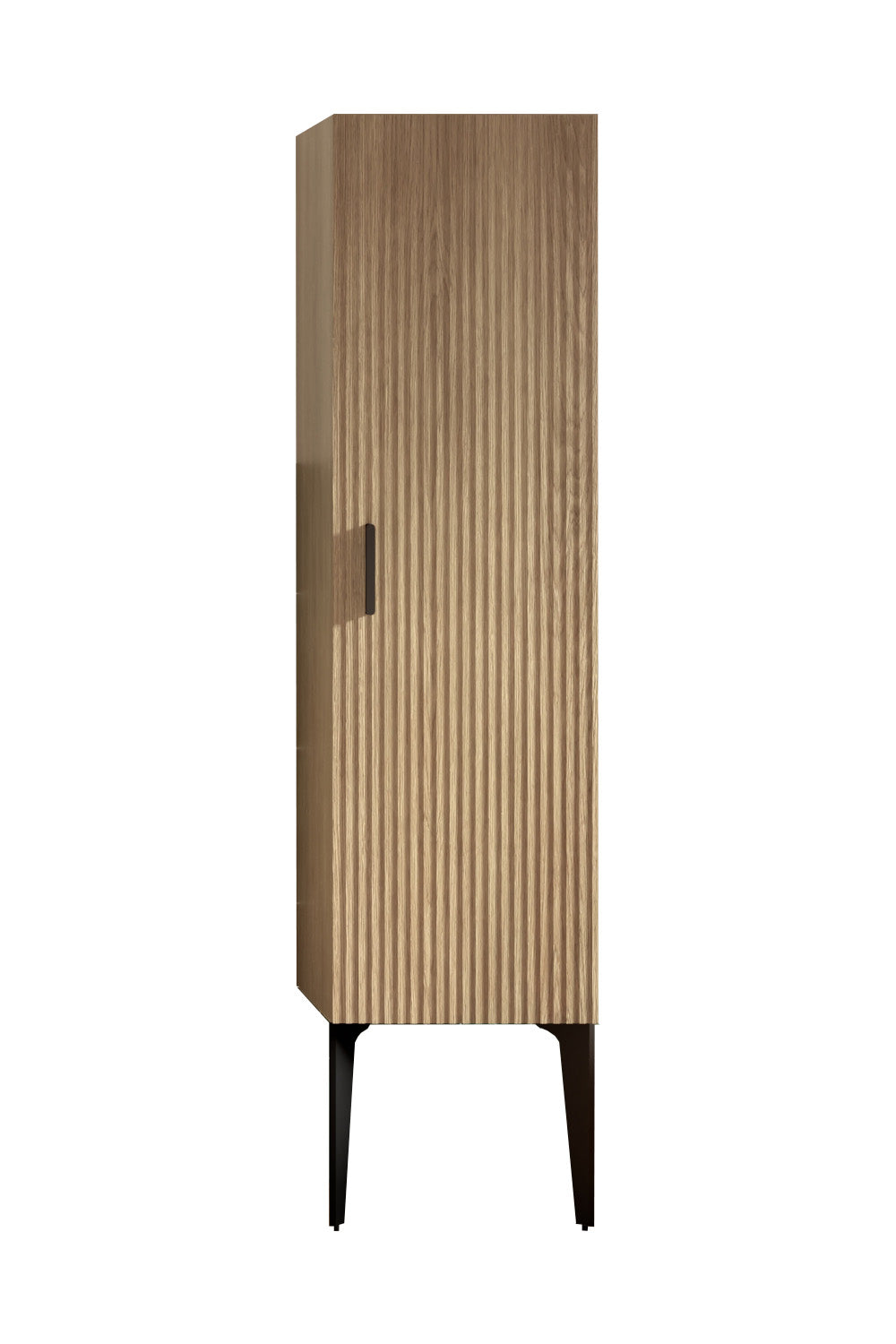 Emilia-14S Striped Matt Black Bathroom Side Cabinet, Freestanding Storage Cabinet for Modern Bathroom, KD