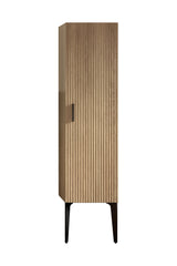 Emilia-14S Striped Matt Black Bathroom Side Cabinet, Freestanding Storage Cabinet for Modern Bathroom, KD
