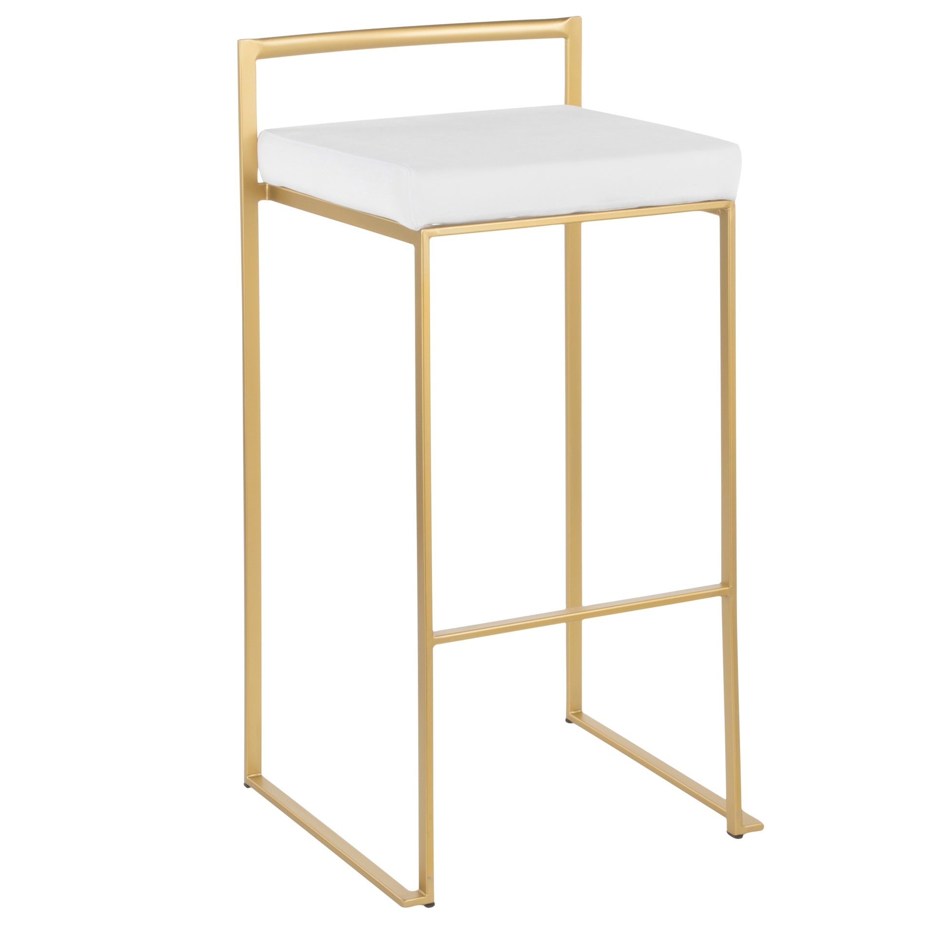 Fuji Contemporary-Glam Stackable Barstool in Gold with White Velvet Cushion by LumiSource - Set of 2