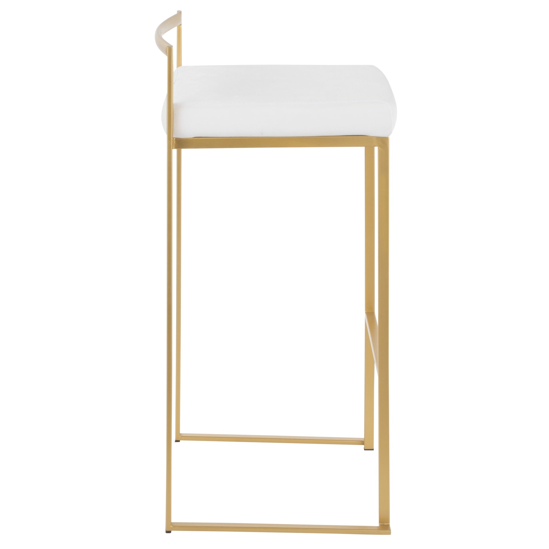 Fuji Contemporary-Glam Stackable Barstool in Gold with White Velvet Cushion by LumiSource - Set of 2