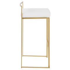 Fuji Contemporary-Glam Stackable Barstool in Gold with White Velvet Cushion by LumiSource - Set of 2