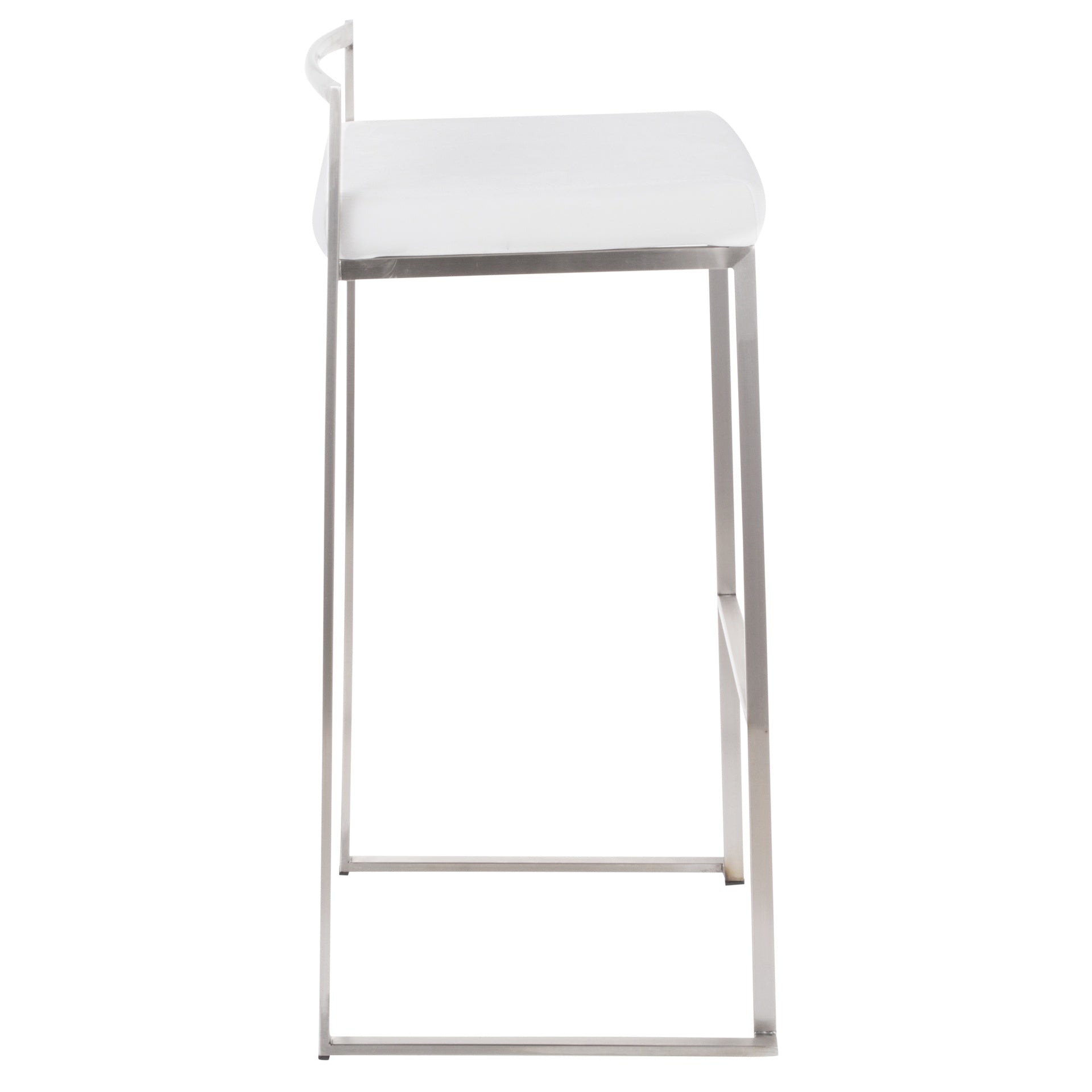 Fuji Contemporary Stackable Barstool in Stainless Steel with White Velvet Cushion by LumiSource - Set of 2