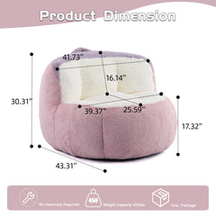 Oversized Bean Bag Chairs,Multicolor Faux Fur Couch Filled with Shredded Sponge,Large Lounger Sofa For Living Room,No Assembly Required , Pink+White+Purple